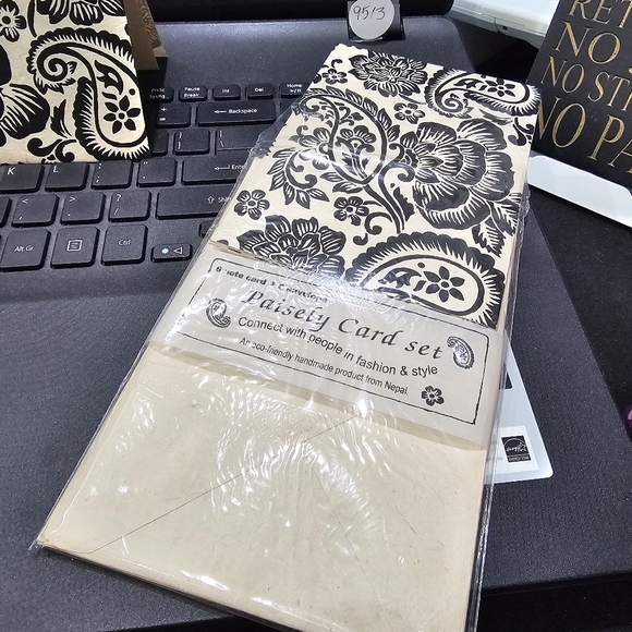 Handcrafted in Nepal Blank Paisley Note Cards Set 5 New in Package L👀K Vintage - Picture 4 of 13